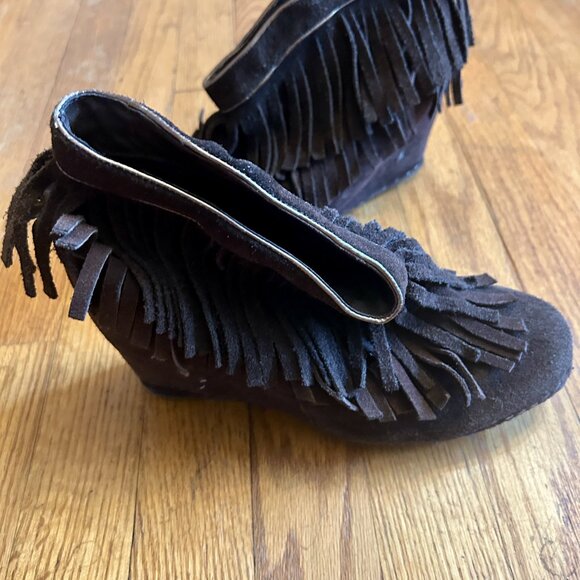 Free People Krystal Dark Brown Suede Moccasin Ankle Booties Boots 8 - Picture 2 of 8